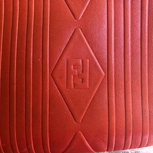 Fendi Orange Leather Clutch Bag